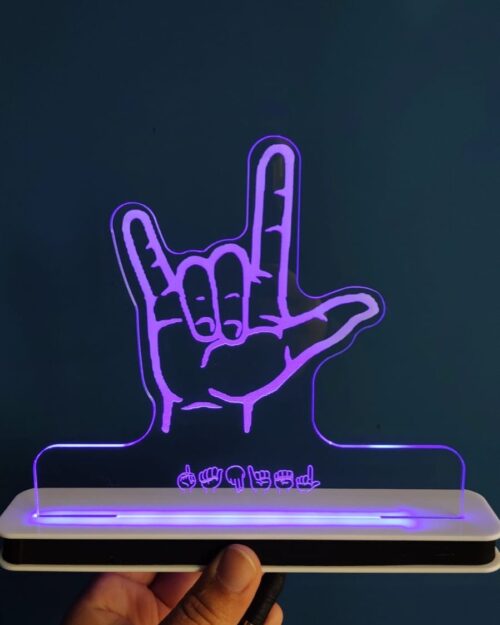 Luminária de LED - Eu Te Amo Libras I Love You - com Nome Personalizado - Image 2